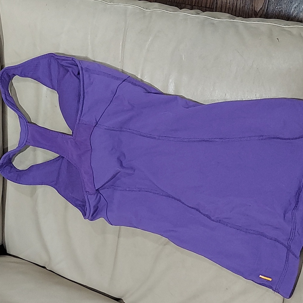 Lucy ruched purple workout tank with built in bra Size Xs - Picture 5 of 6